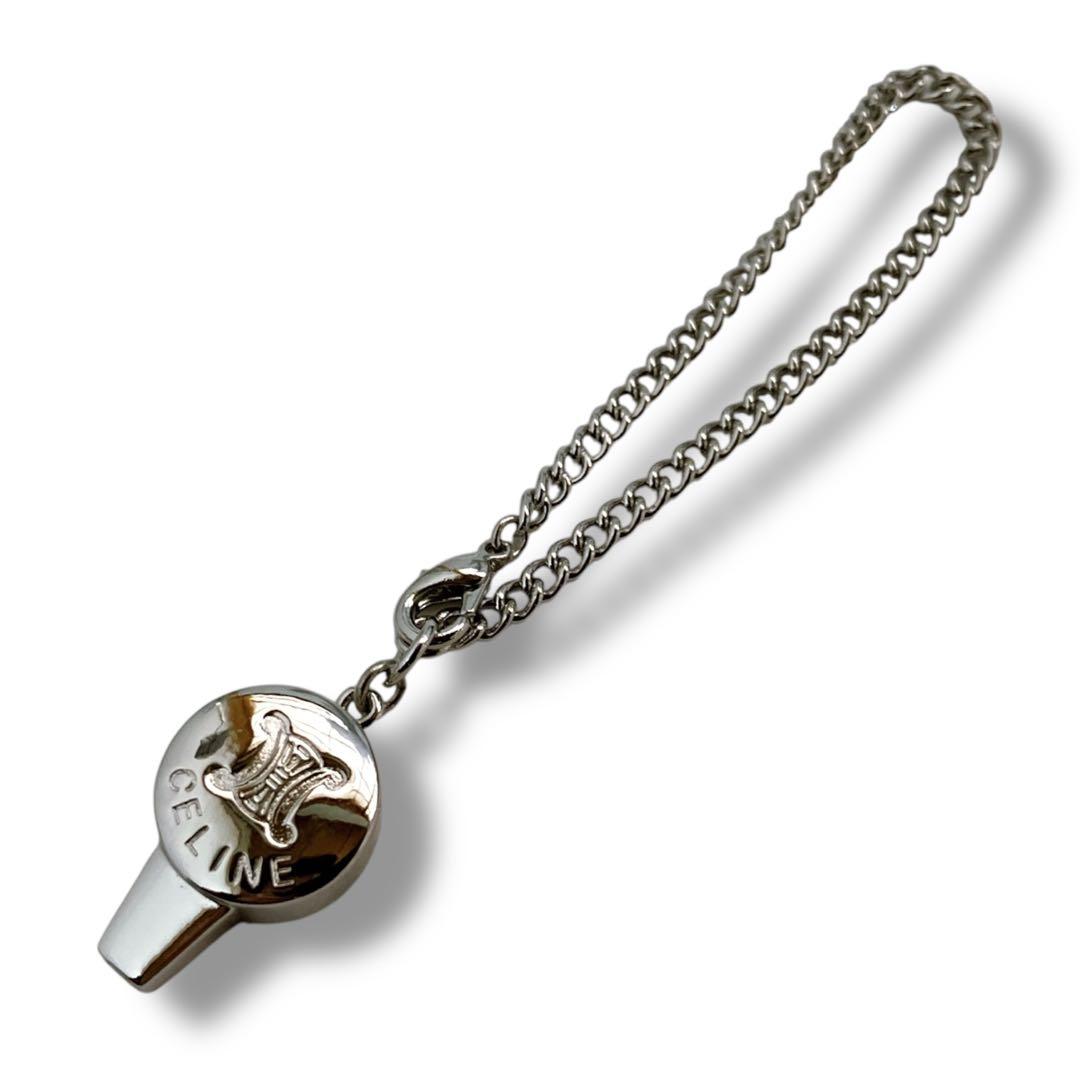 セリーヌ 良品 トリオンフ ホイッスル チャーム キーホルダー シルバー 袋付き