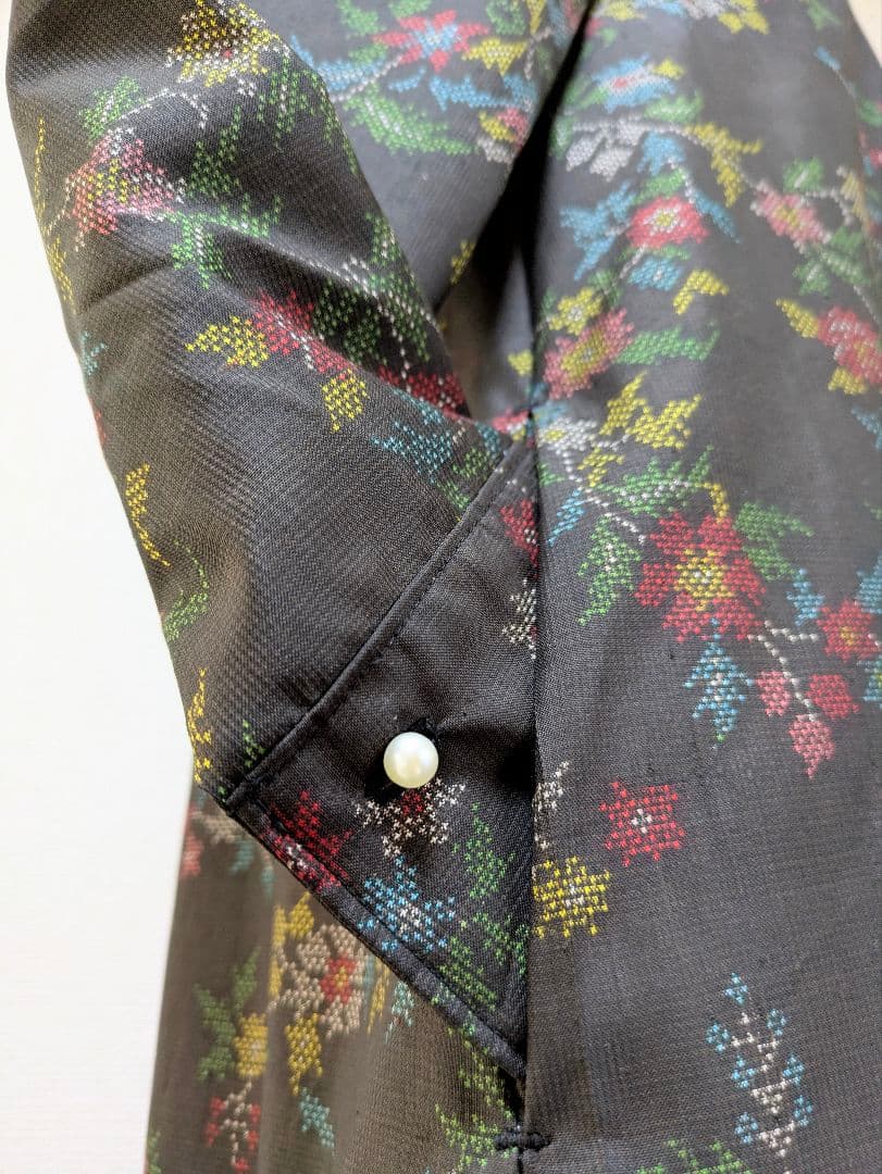 着物リメイク 大島紬 正絹　楽ちん細見えすっきりワンピース ジレ