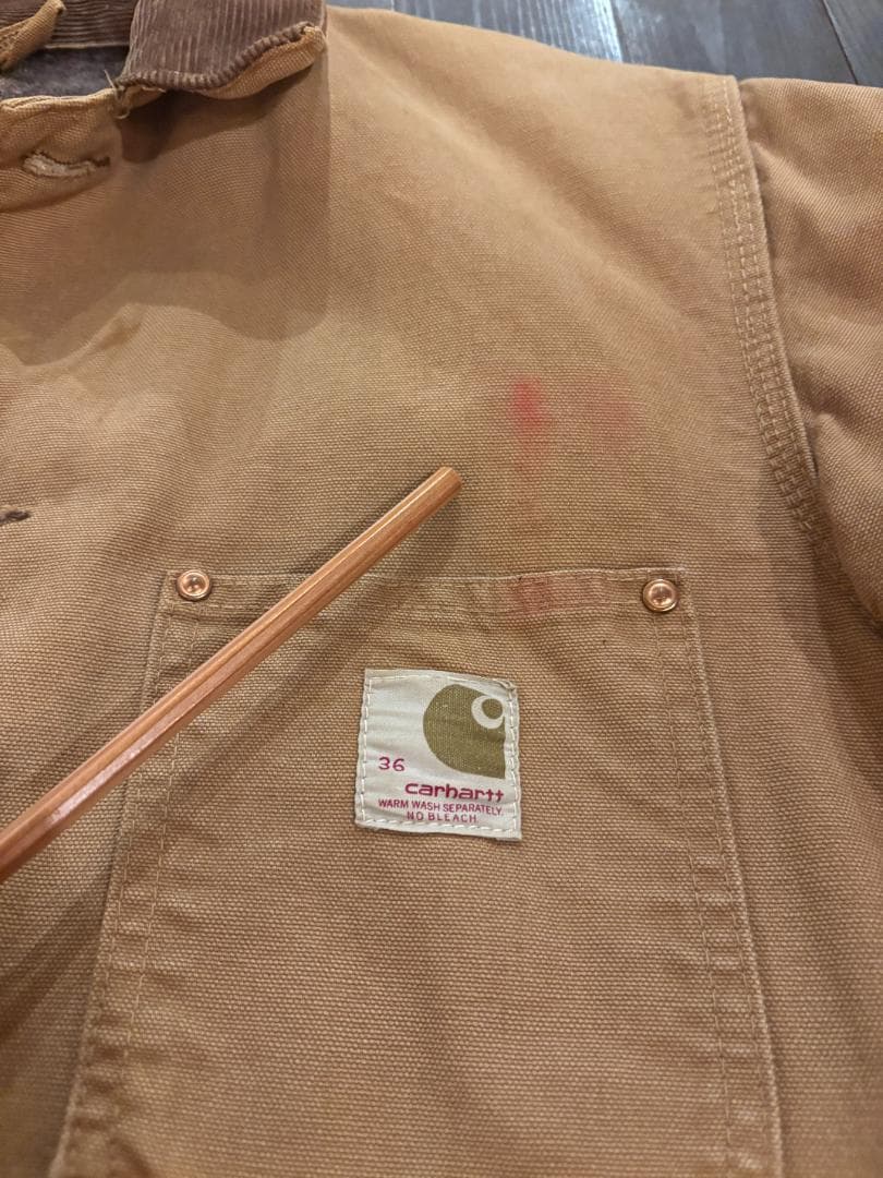 Carhartt 80S BIG C ボタン 横縞ブランケット ビンテージチョア