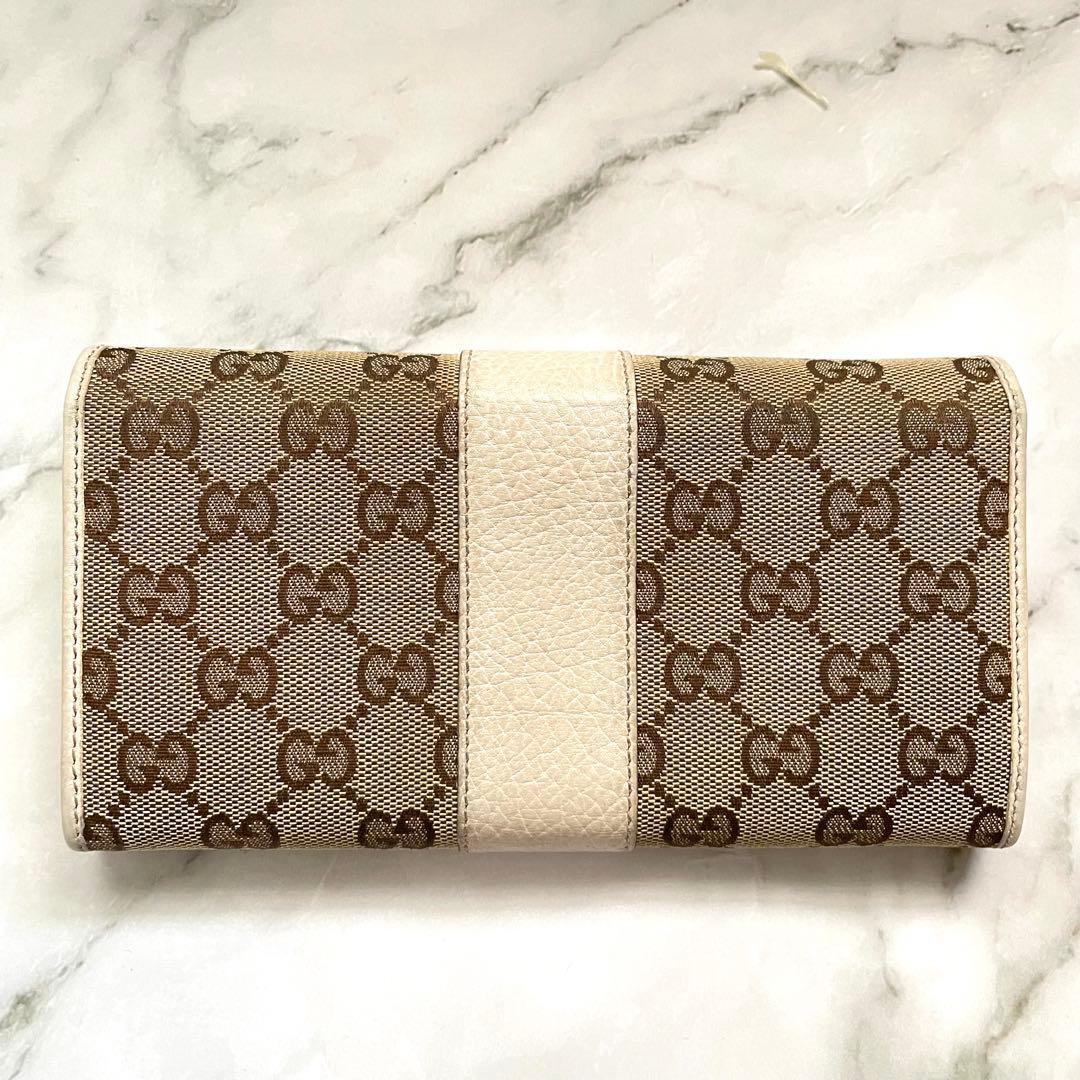 GUCCI グッチ　GGキャンバス　ロゴプレート　長財布 0125-①