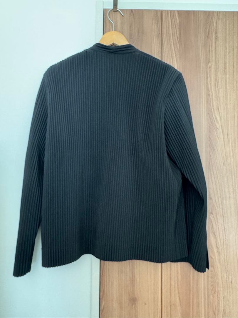 美品 HOMME PLISSE ノーカラージャケット 3 ブラック