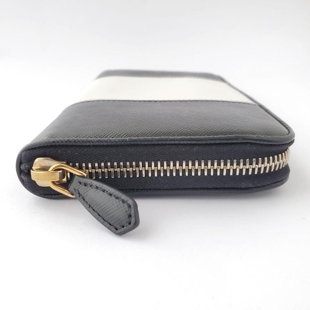 PRADA　長財布　バイカラー　ラウンドファスナー　ホワイト×ブラック　プラダ