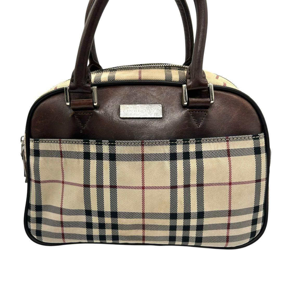 良品 1745 Burberry ハンドバッグ ノバチェック キャンバス レザー