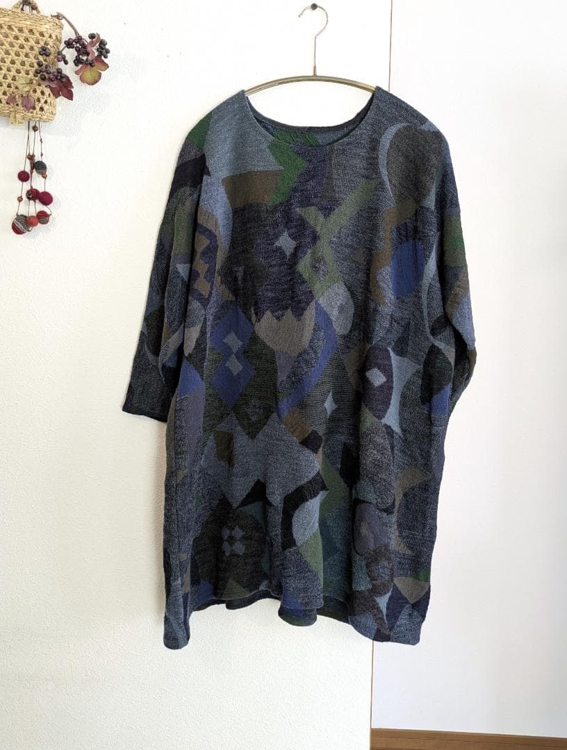 ババグーリ☆ヨーガンレール☆ウールコットンダブル編みジャガードチュニックOP