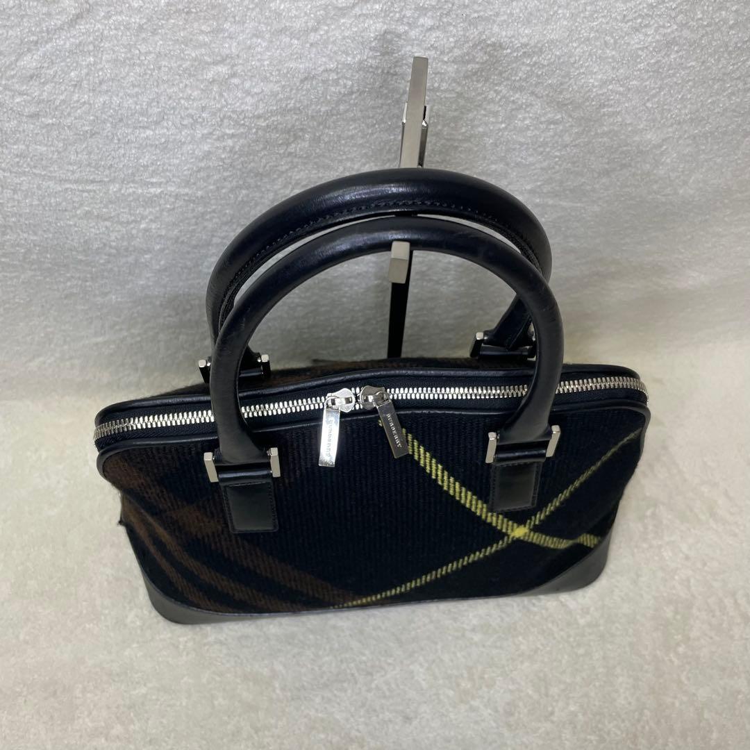 BURBERRY バーバリー ハンドバッグ チェック柄 ウール レザー