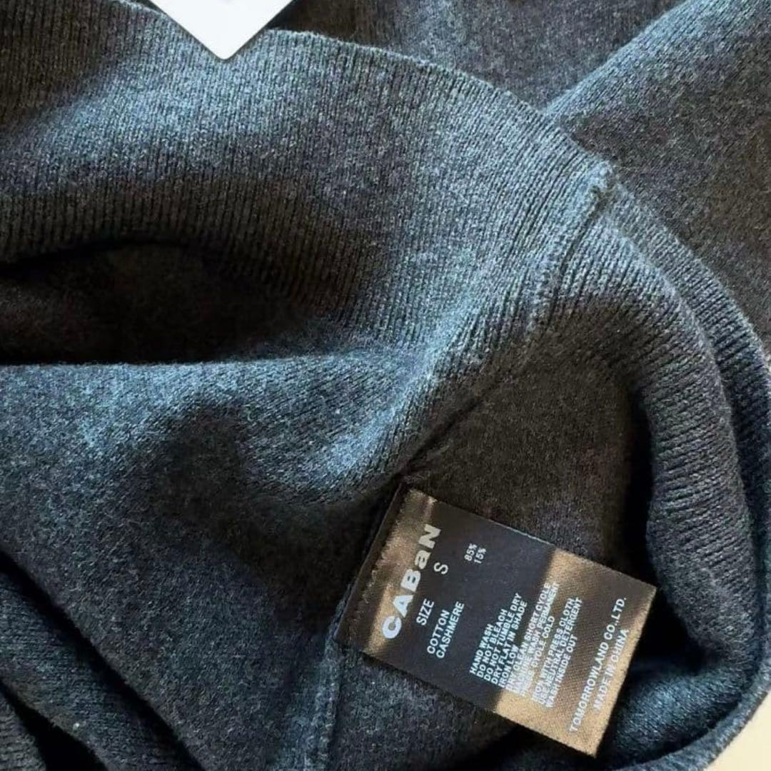 未使用品CABaN コットンカシミヤ クルーネックカーディガン チャコール S