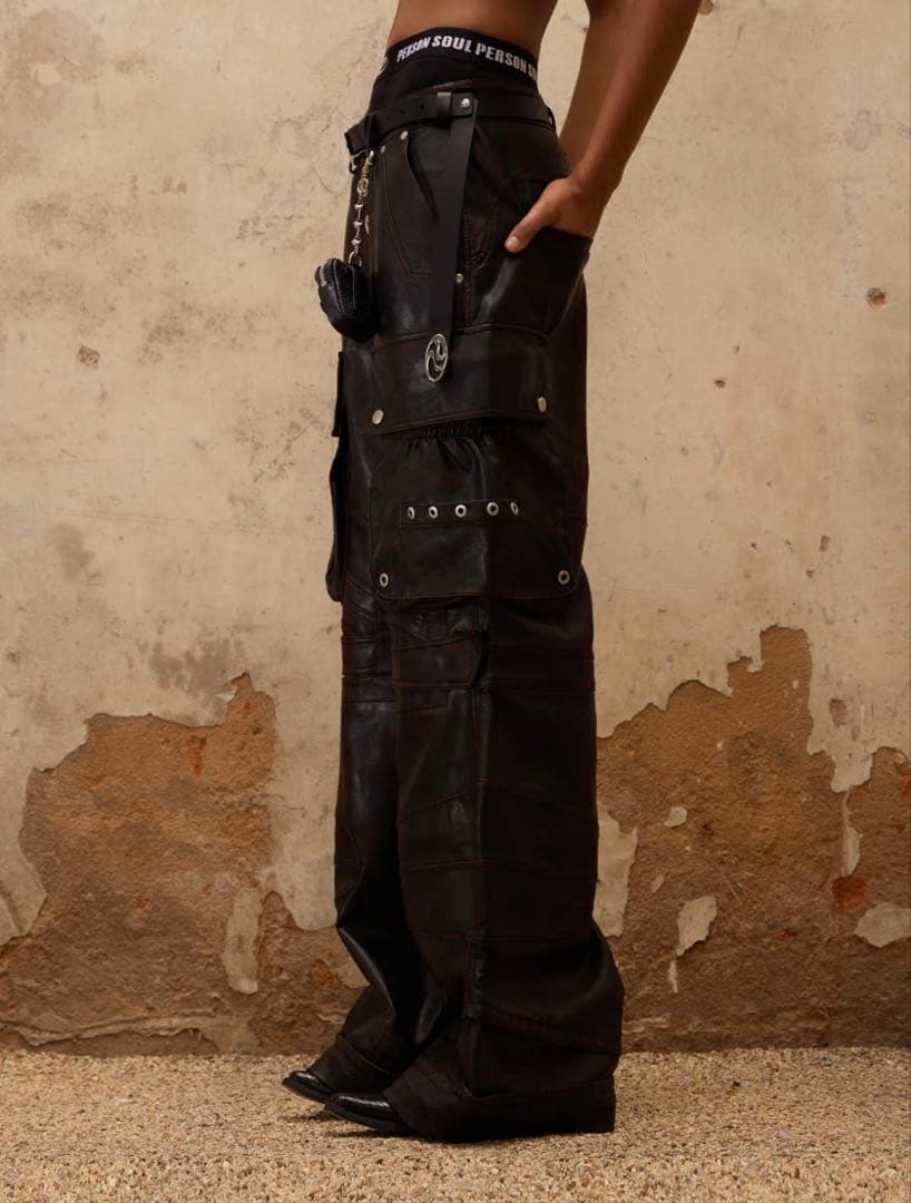 ［完売品］personsoul レザーカーゴパンツopium swag