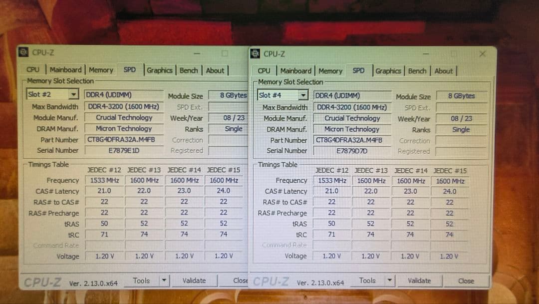 DDR4 8GBx2枚 16GB pc4-3200 動作確認済み ①