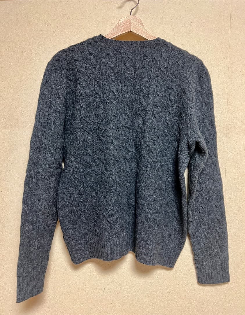 Polo ラルフローレン ダークグレー ケーブル編みニット メンズ　L