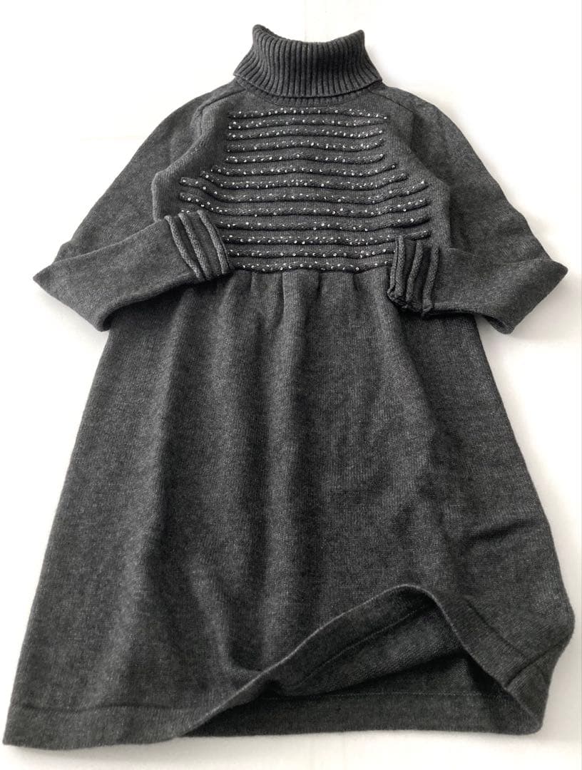 美品★スーパービューティー ニット ワンピース スパンコール ビジュー　カシミヤ