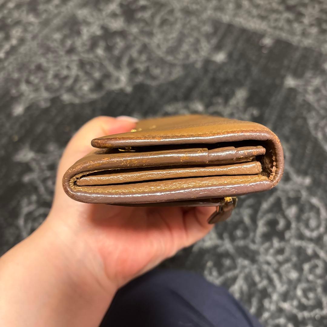 PRADA プラダ 二つ折り 長財布　茶色 ブラウン パスケース シボ革　希少品