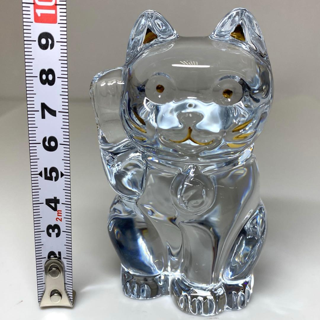 バカラ　招き猫　共箱　トヒル　高さ約10cm 東N7-1018②
