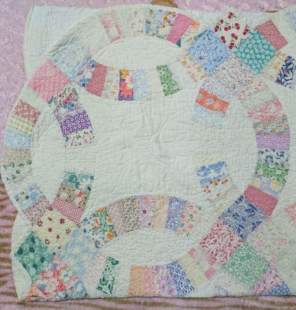 アンティークキルト　カット　ダブルウエディング　フィードサック