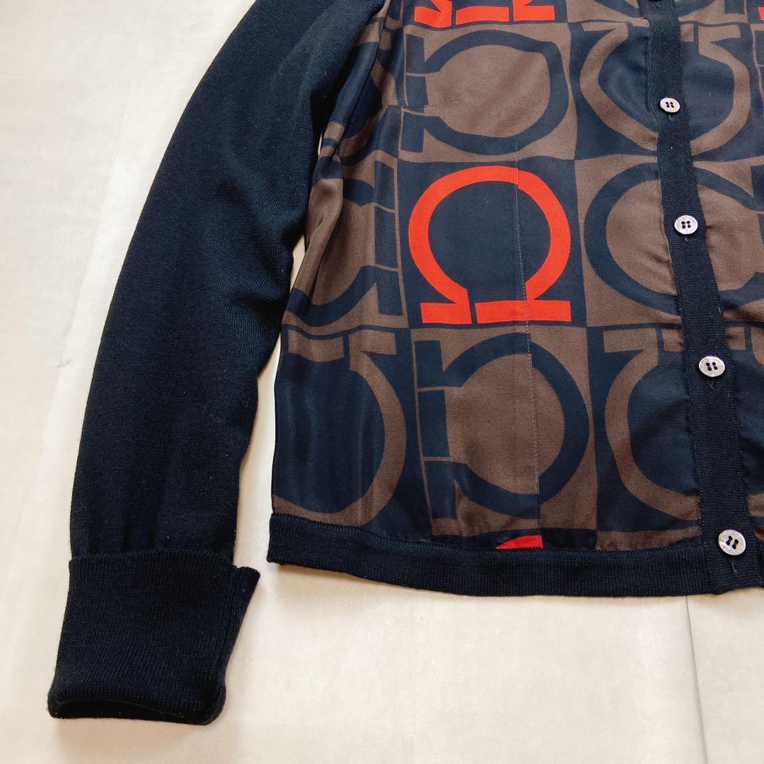 極美品 フェラガモ ガンチーニシルク100 ニットアンサンブル カーディガン