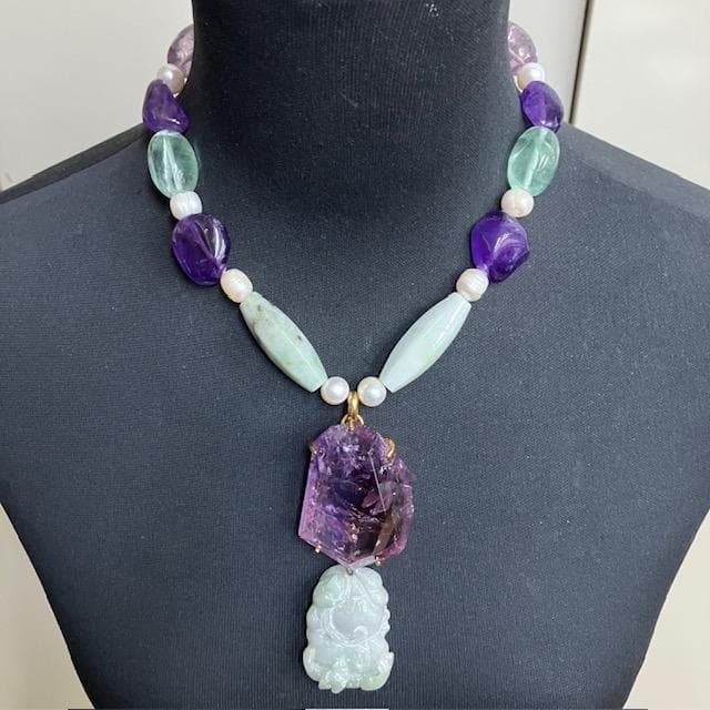 【Philippe FERRANDIS】翡翠アメジストのカラーストーンペンダント