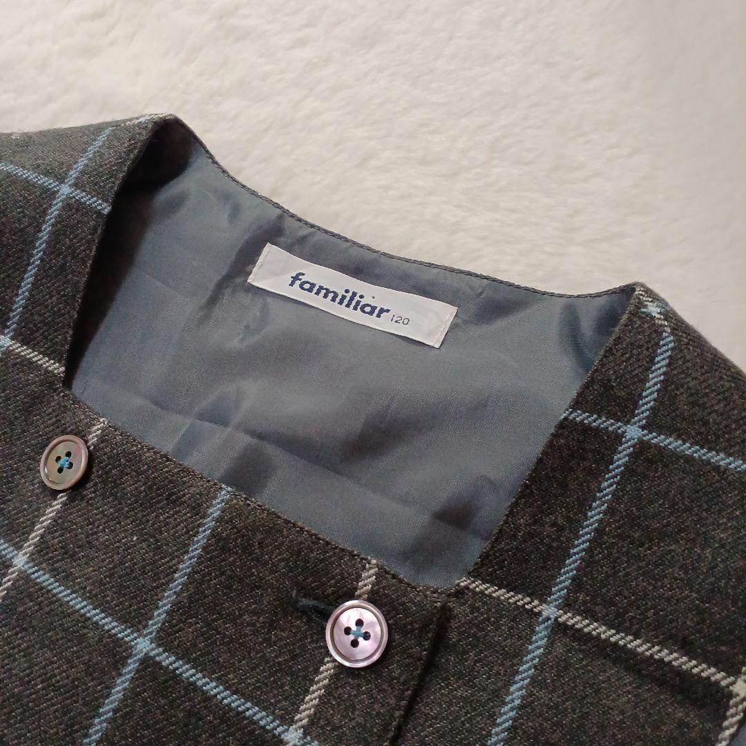 ファミリア✨120✨フォーマルアンサンブル　ネイビー　ワンピース　卒園式　入学式