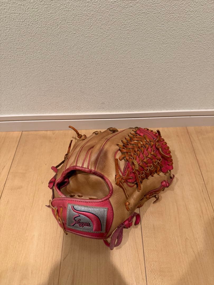 久保田スラッガー内野手用硬式グローブ 右投げ ベージュ/ピンク
