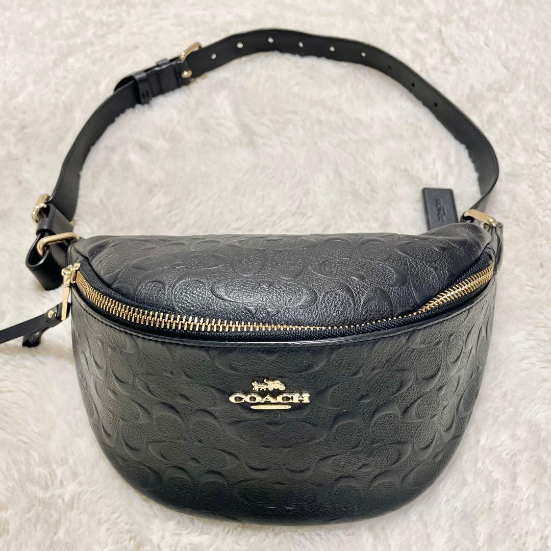 美品 COACH コーチ F48741 エンボスシグネイチャー ボディバッグ