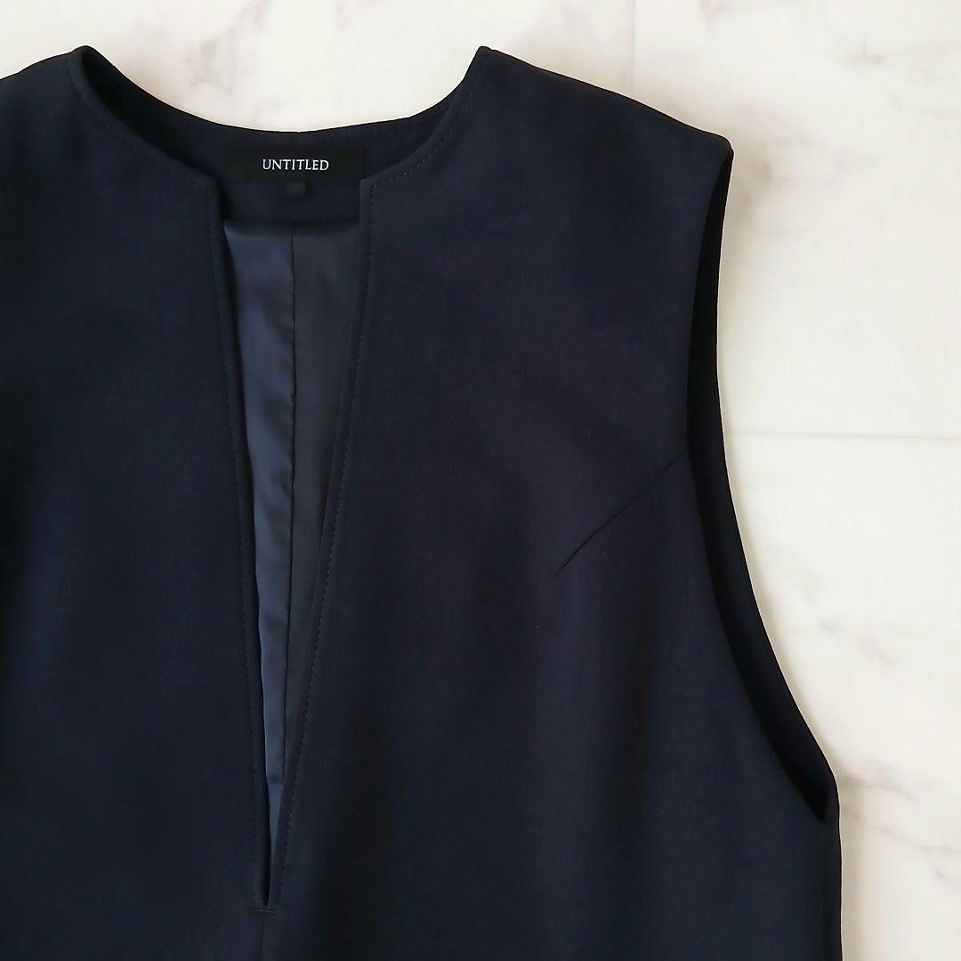 美品 アンタイトル 上質 スラッシュネック ジャンパースカート S ネイビー