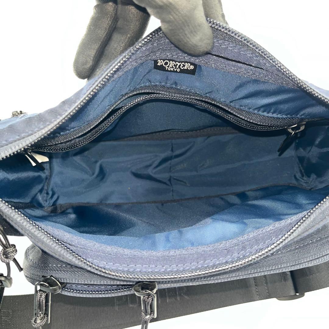 【美品】 ポーター フロント Sサイズ ショルダーバッグ アイアンブルー 廃盤