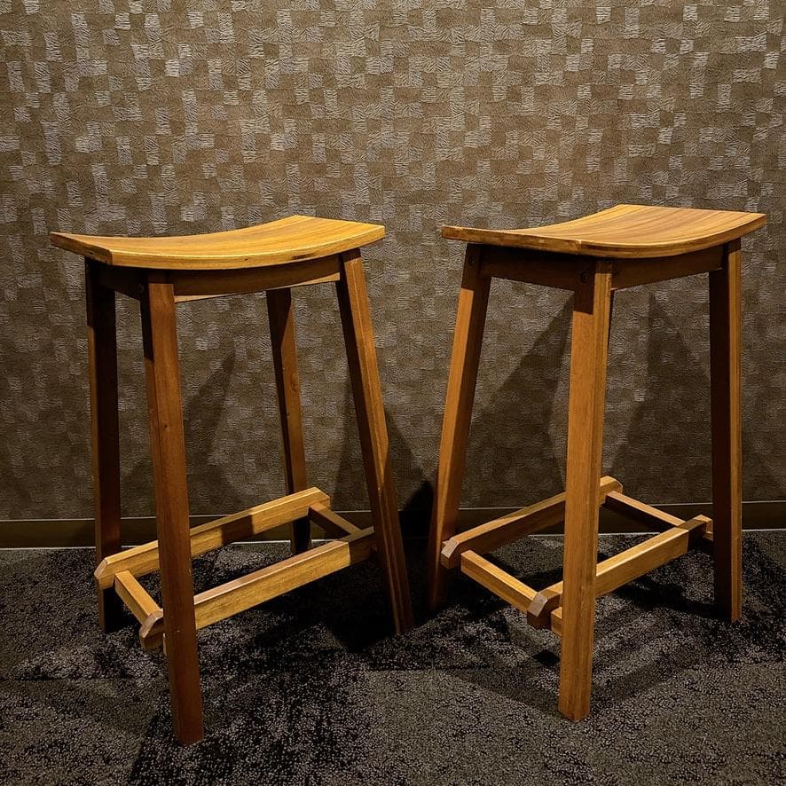 2脚セット 北欧風 天然木 カウンターチェア スツール ハイスツール ナチュラル