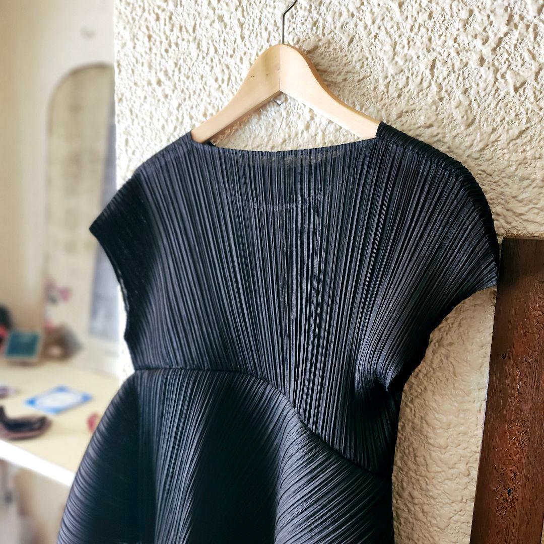 レディース3 プリーツプリーズ イッセイミヤケ チュニック カットソー 変形 黒