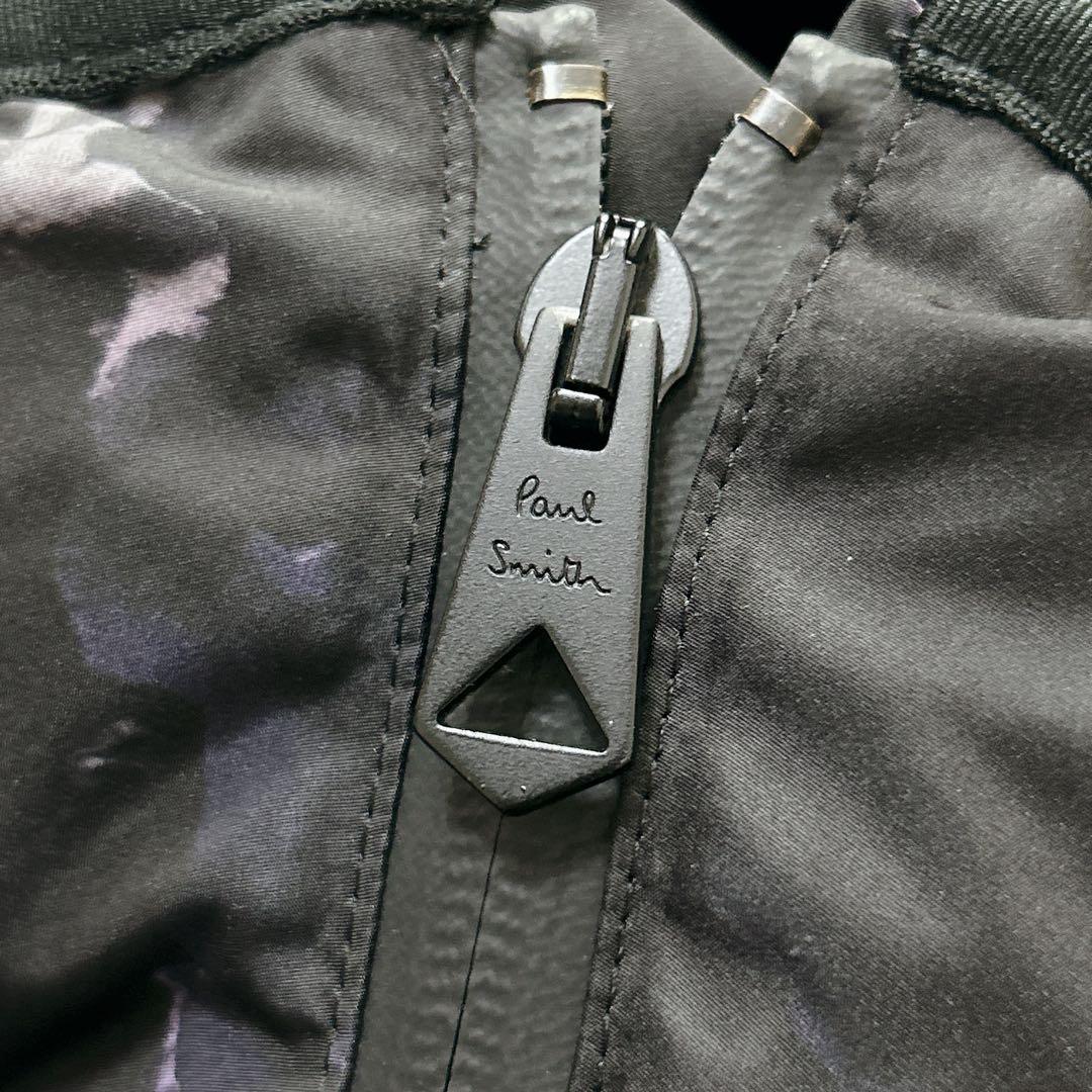 美品 ポールスミス 花柄 ダウンジャケット ハーフジップ プルオーバー ブラック