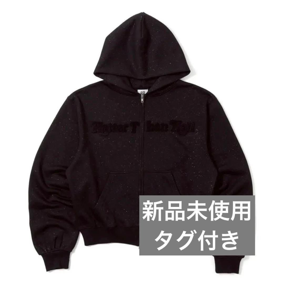 HTH glitter heart logo zip hoodie ブラック