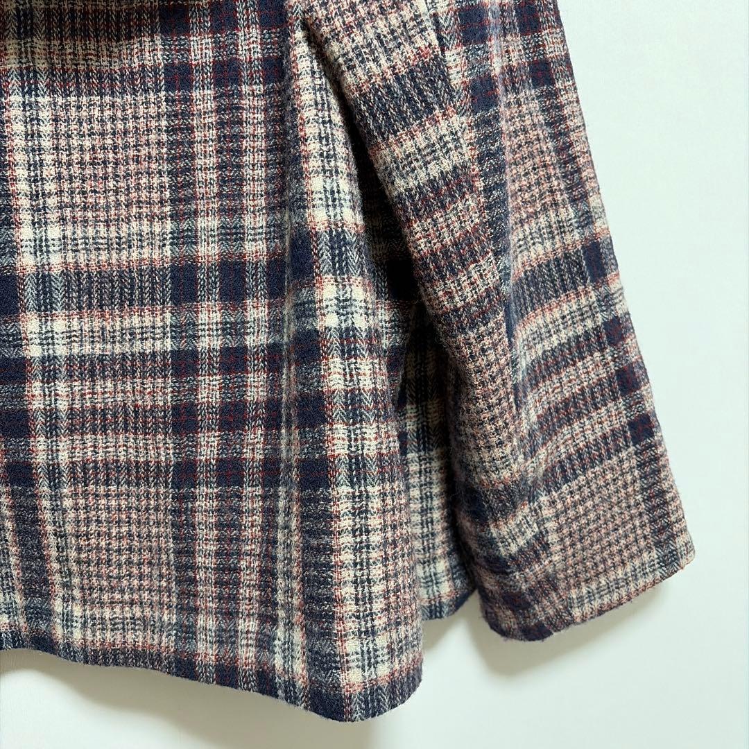 美品 コットンハウスアヤ コート アウター チェック ナチュラル 日本製 M