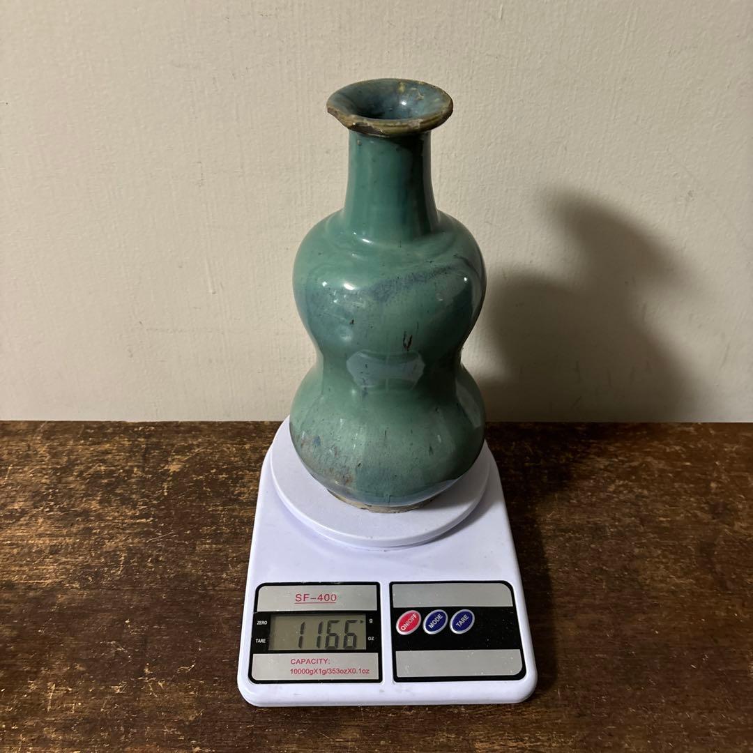 琉球　ユシビン 緑釉瓢形瓶　やちむん.壺屋焼.柳宗悦.民藝.アンティーク.李朝