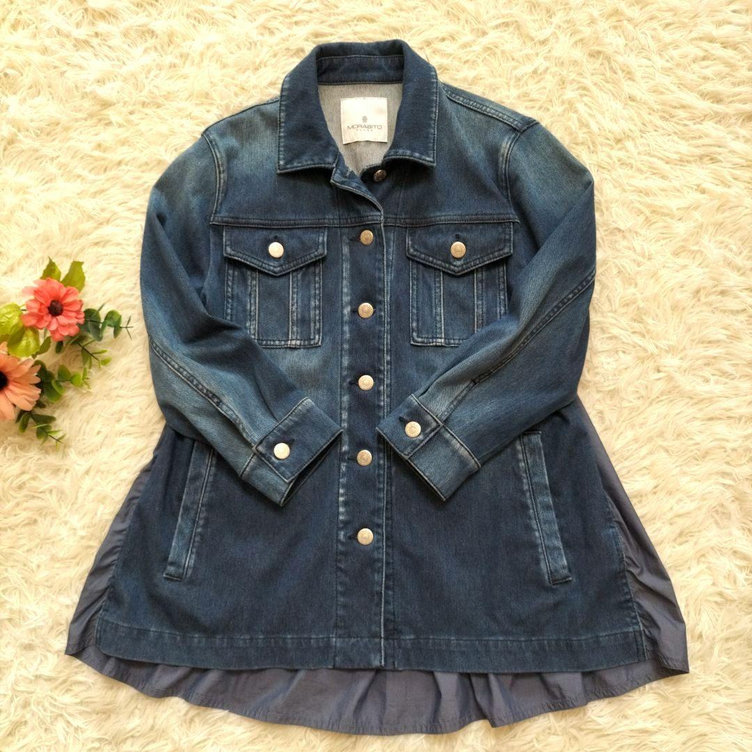 モラビト デニムジャケット 異素材　切替え　七分袖　40L