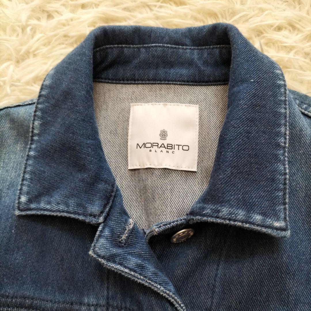 モラビト デニムジャケット 異素材　切替え　七分袖　40L