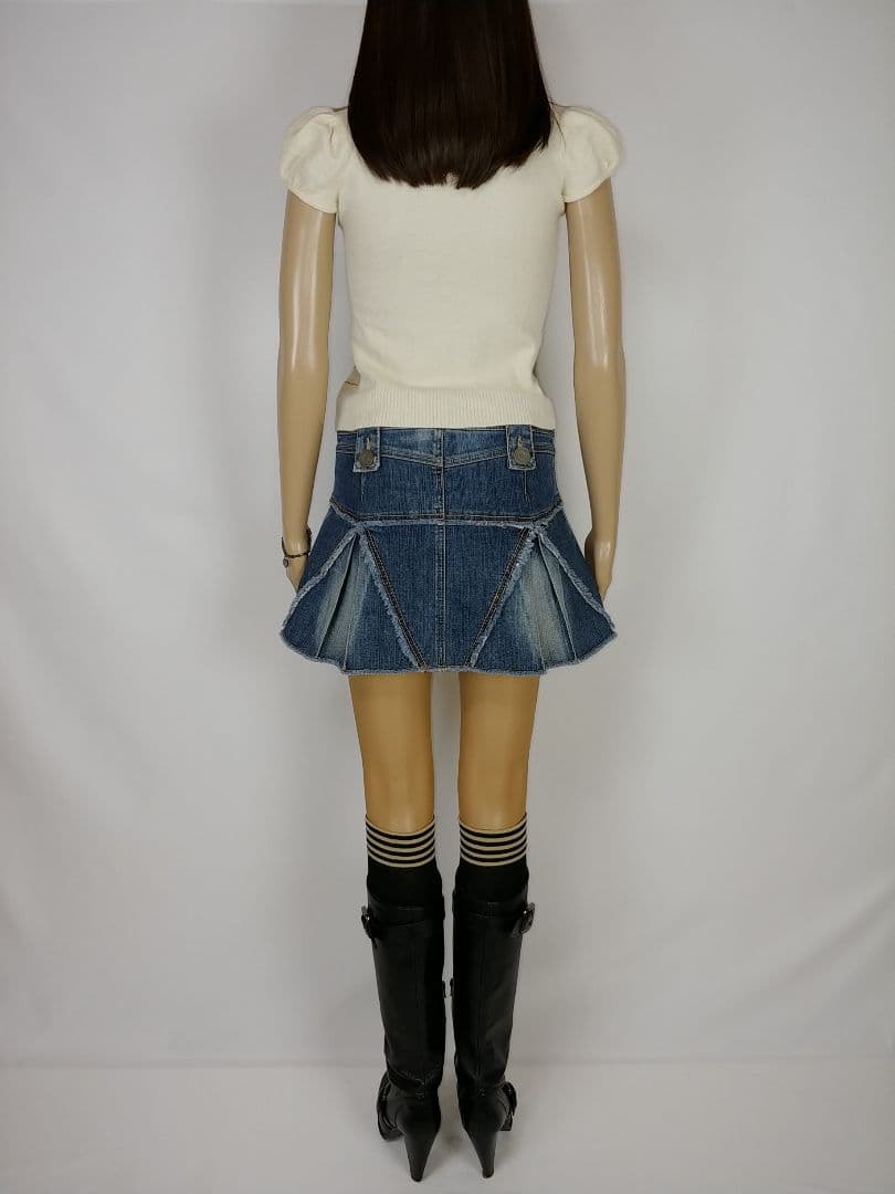 バーバリーブルーレーベル ボックスプリーツ テニムミニスカート