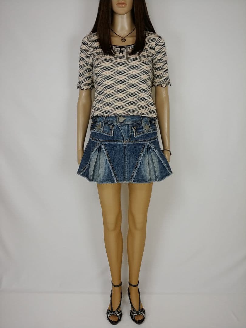 バーバリーブルーレーベル ボックスプリーツ テニムミニスカート