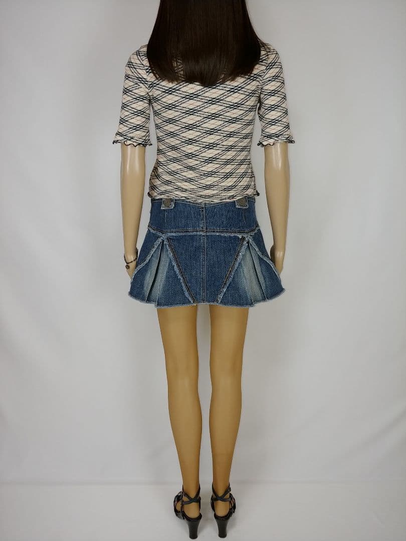 バーバリーブルーレーベル ボックスプリーツ テニムミニスカート