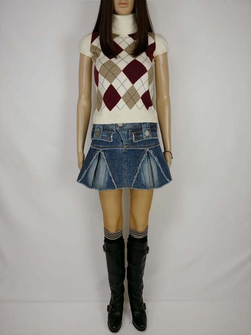 バーバリーブルーレーベル ボックスプリーツ テニムミニスカート