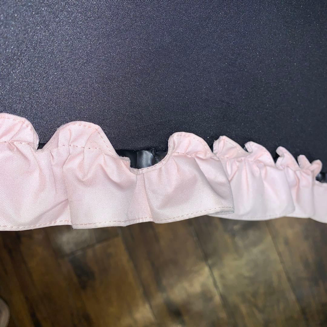 芦屋ロサブラン 日傘 フリル ピンク×ブラック Rose Blanc