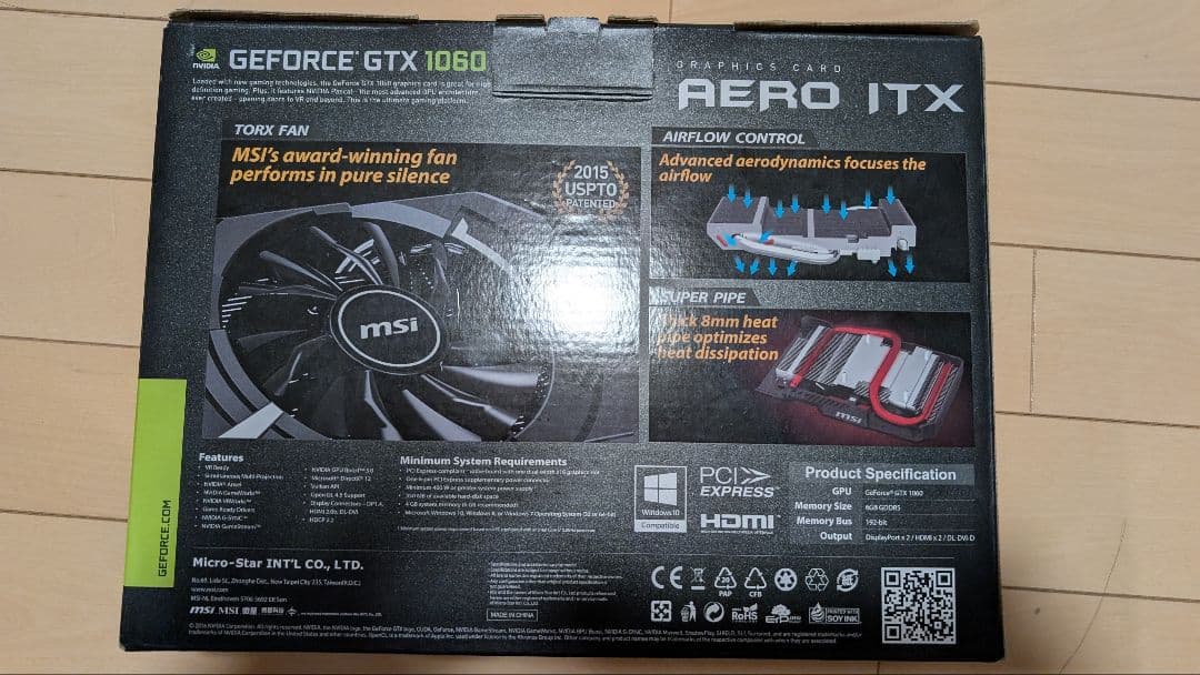 グラフィックボード・グラボ・ビデオカード MSI AERO ITX GeForce GTX 1060 OC