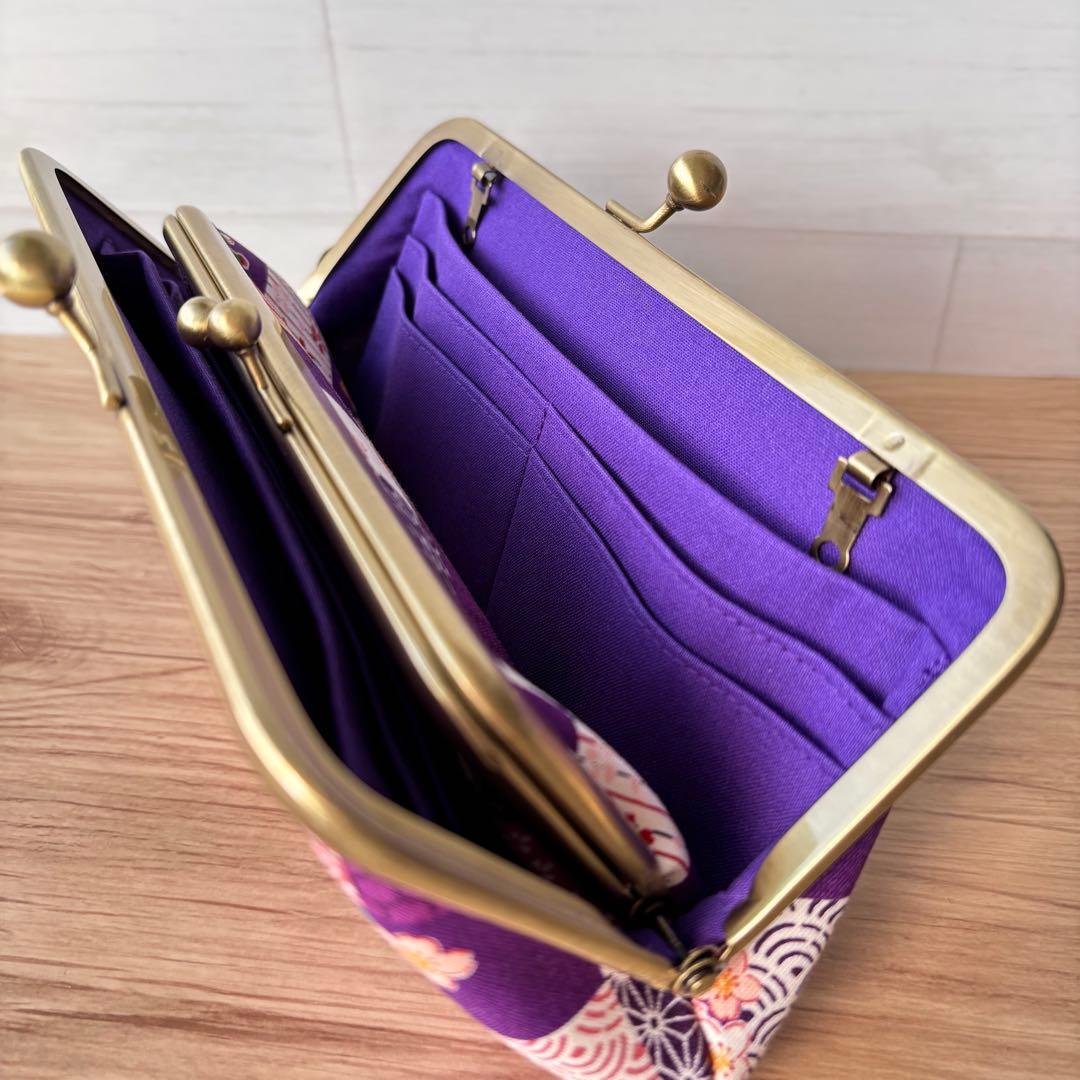 和風 柴犬柄 がま口長財布｜癒し系デザイン・カード収納たっぷり・ハンドメイド