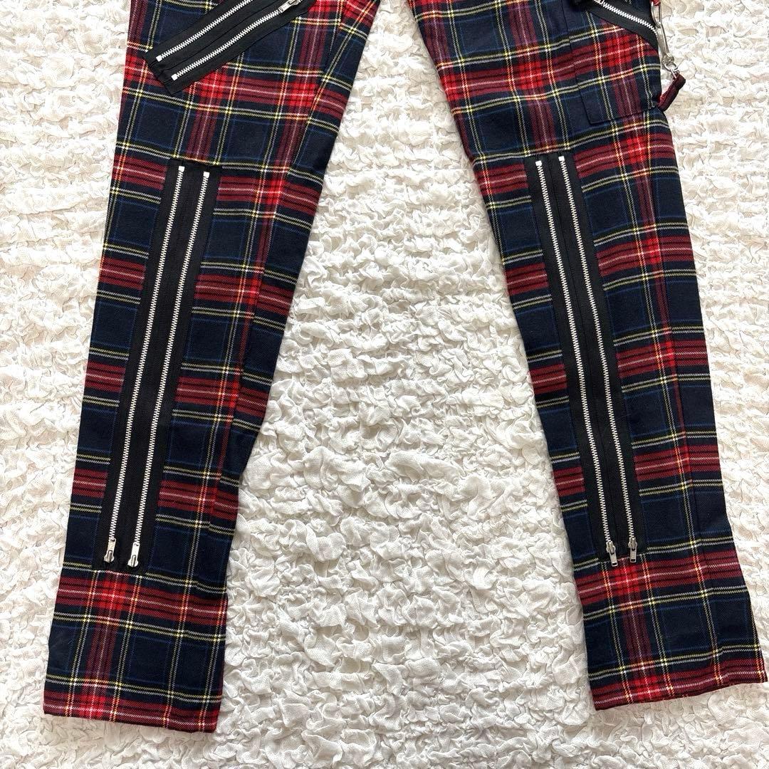 【美品】 666 ボンテージパンツ タータンチェック ジップ パンク 日本製