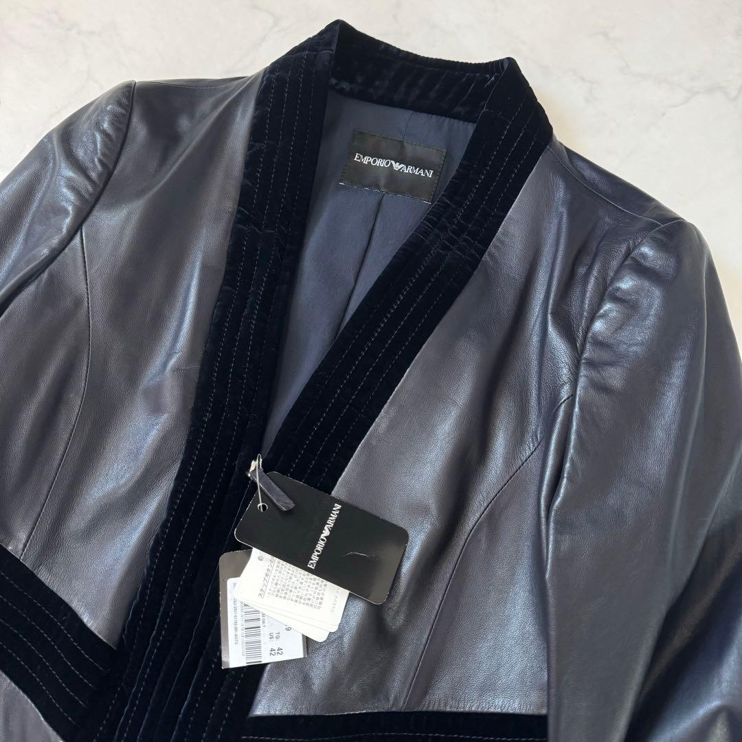 未使用タグ付き エンポリオアルマーニ テーラードジャケット ラムレザー 42