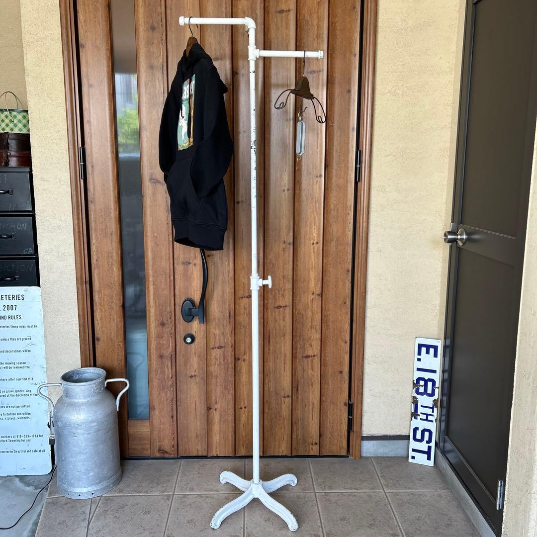 インダストリアル 配管パイプ アイアン ハンガーラック 無骨 シャビー 白