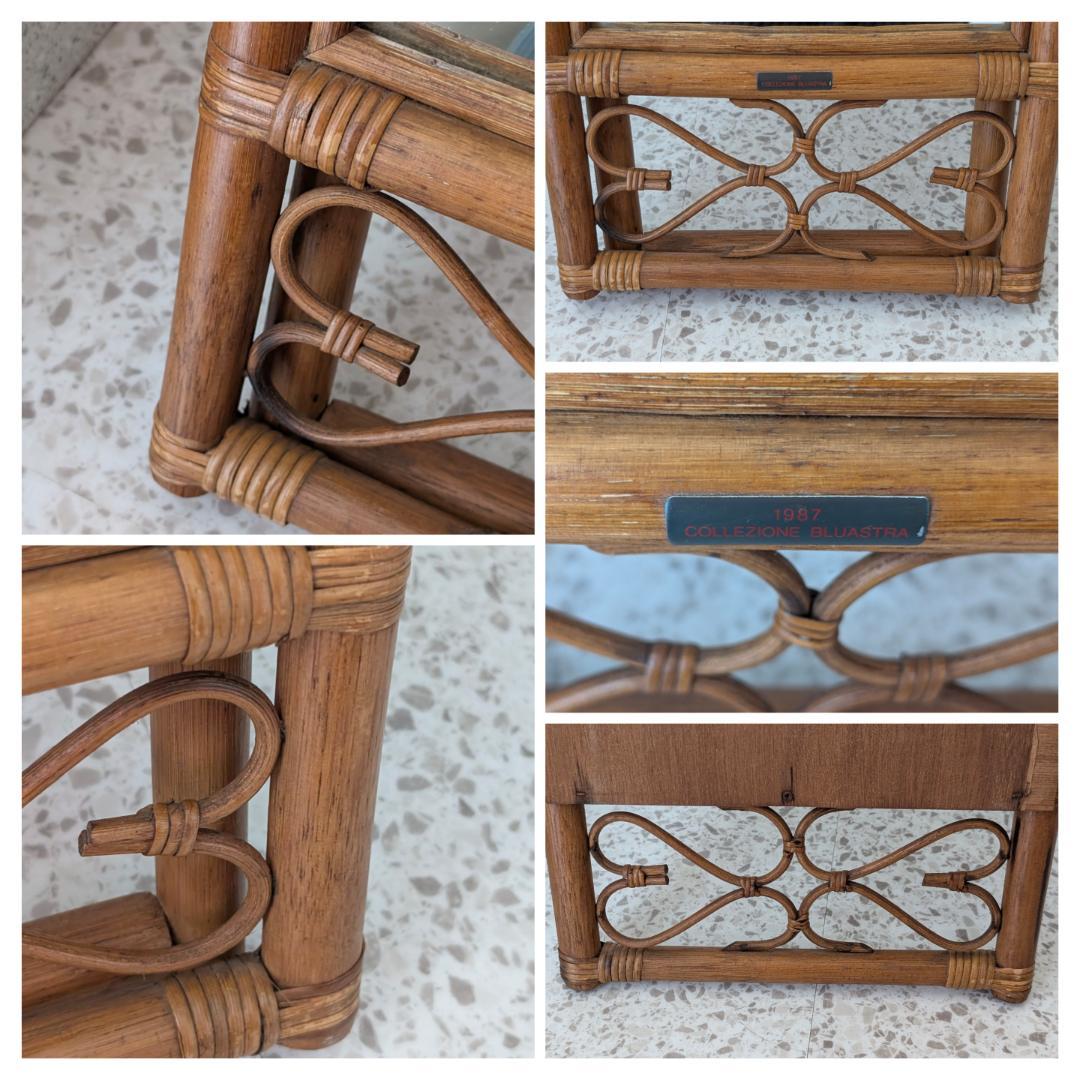 ラタン スタンドミラー 80s ビンテージ 壁掛け 2way 籐の姿見 レトロ