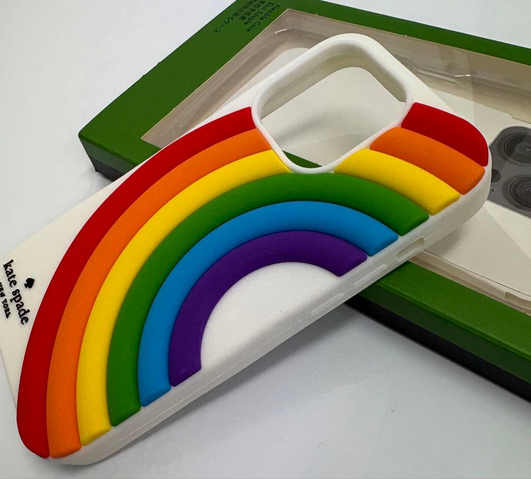 ☆お買い得品☆ ケイトスペードiPhone14Pro ケース 虹 レインボー