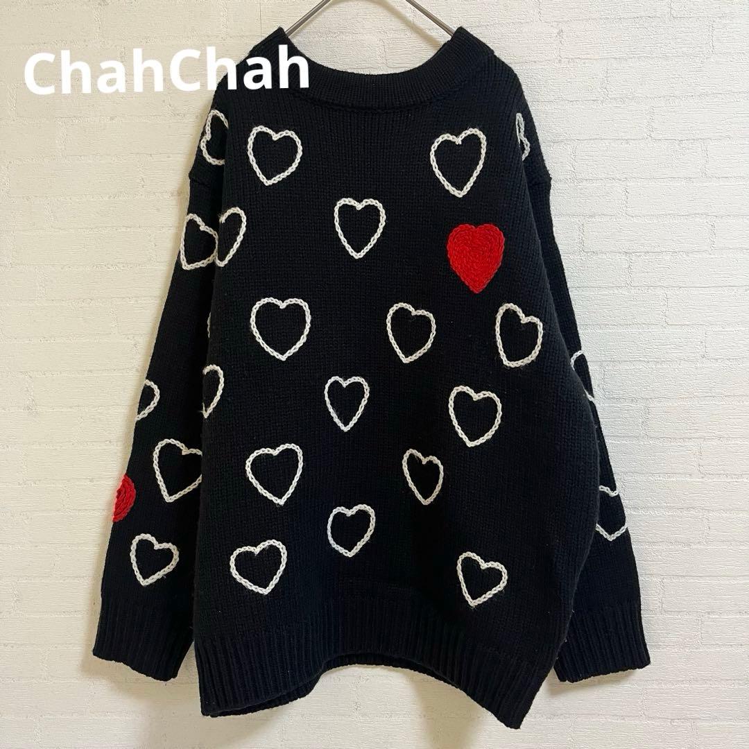 ChahChah ハッピーハートフル ハンドエンブロイダリーニット　男女兼用