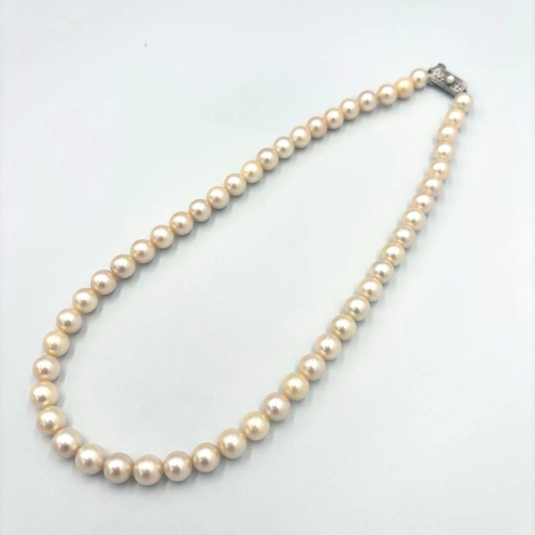 【艶テリ良✨大珠8.5m】あこや本真珠 パールネックレス　干渉色◎ シルバー刻印