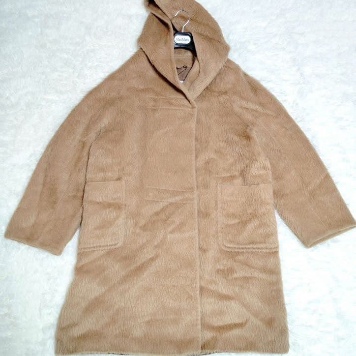 未使用級 マックスマーラ 最新モデル 白タグ アルパカシャギー フードコート