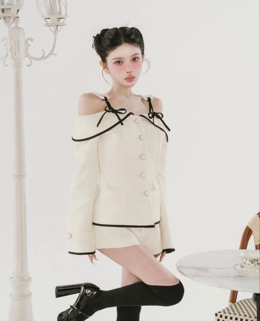 ダーリッチ ボンディングツイードオフショルチュニック M(即日発送可能)