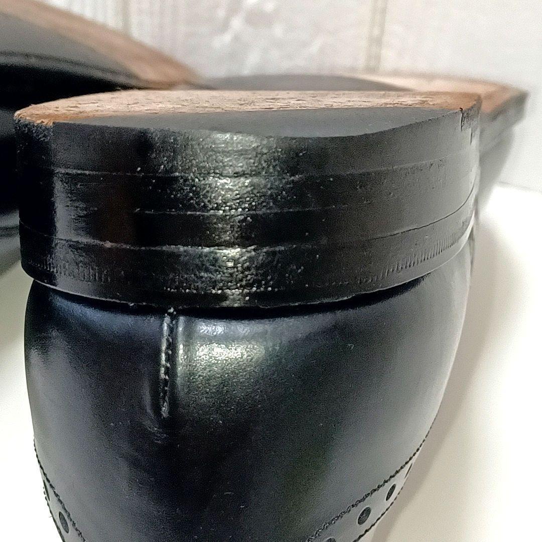 美品★CHEANEY　チーニー　ガラスレザー　外羽根　ストレートチップ　ブラック