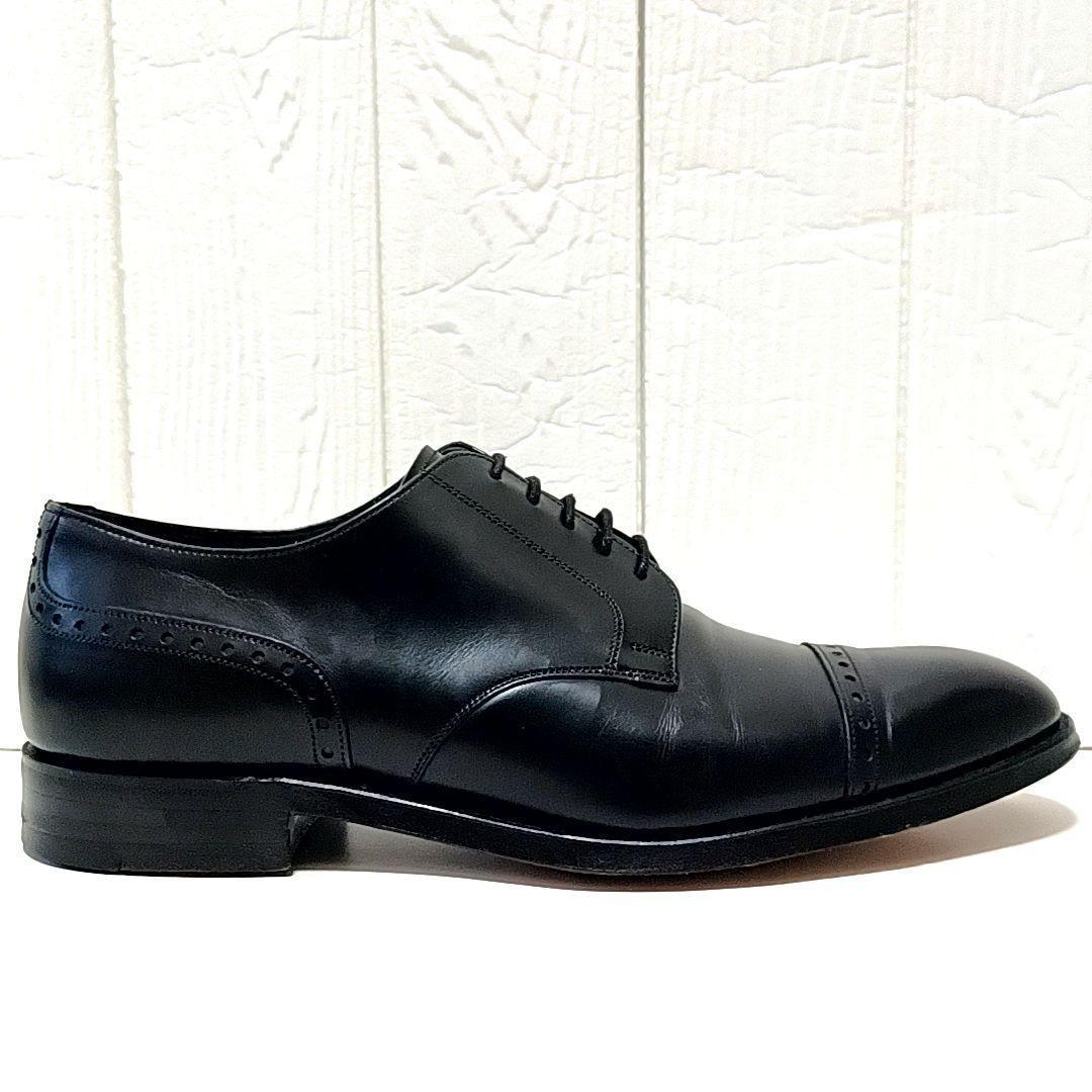 美品★CHEANEY　チーニー　ガラスレザー　外羽根　ストレートチップ　ブラック